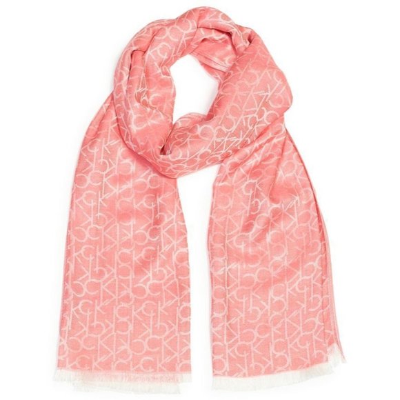 Pink Calvin Klein Pashmina Calvin Klein Womens One Size Monogram